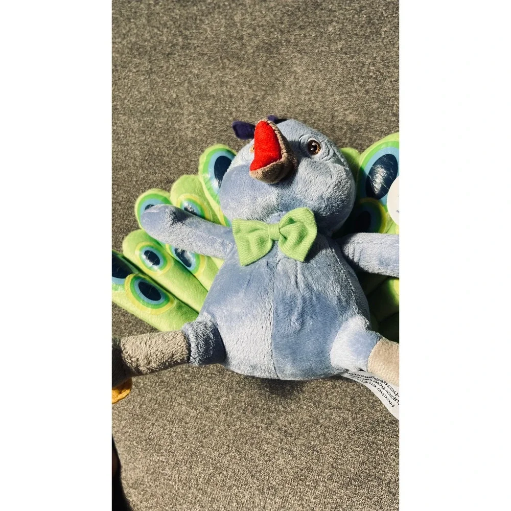IRTRA Peacock Plush Toy Kids OS Blue Green Stuffed Animal Bow Tie Souvenir
